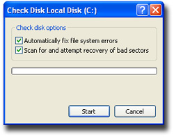 Image of the Check Local Disk (C:) dialog box