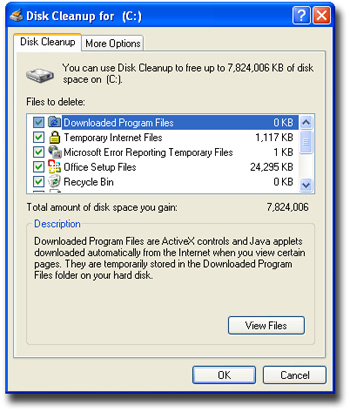 Image of the Disk Cleanup for (C:) dialog box